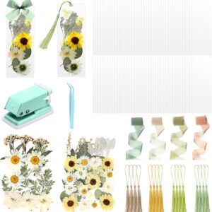 Colorful Transparent Pressed Flower Bookmarks for DIY Crafting and Laminating Projects